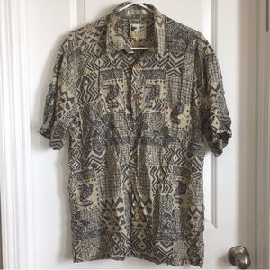 M.E. Sports printed men’s short sleeve Hawaiian button down shirt size medium